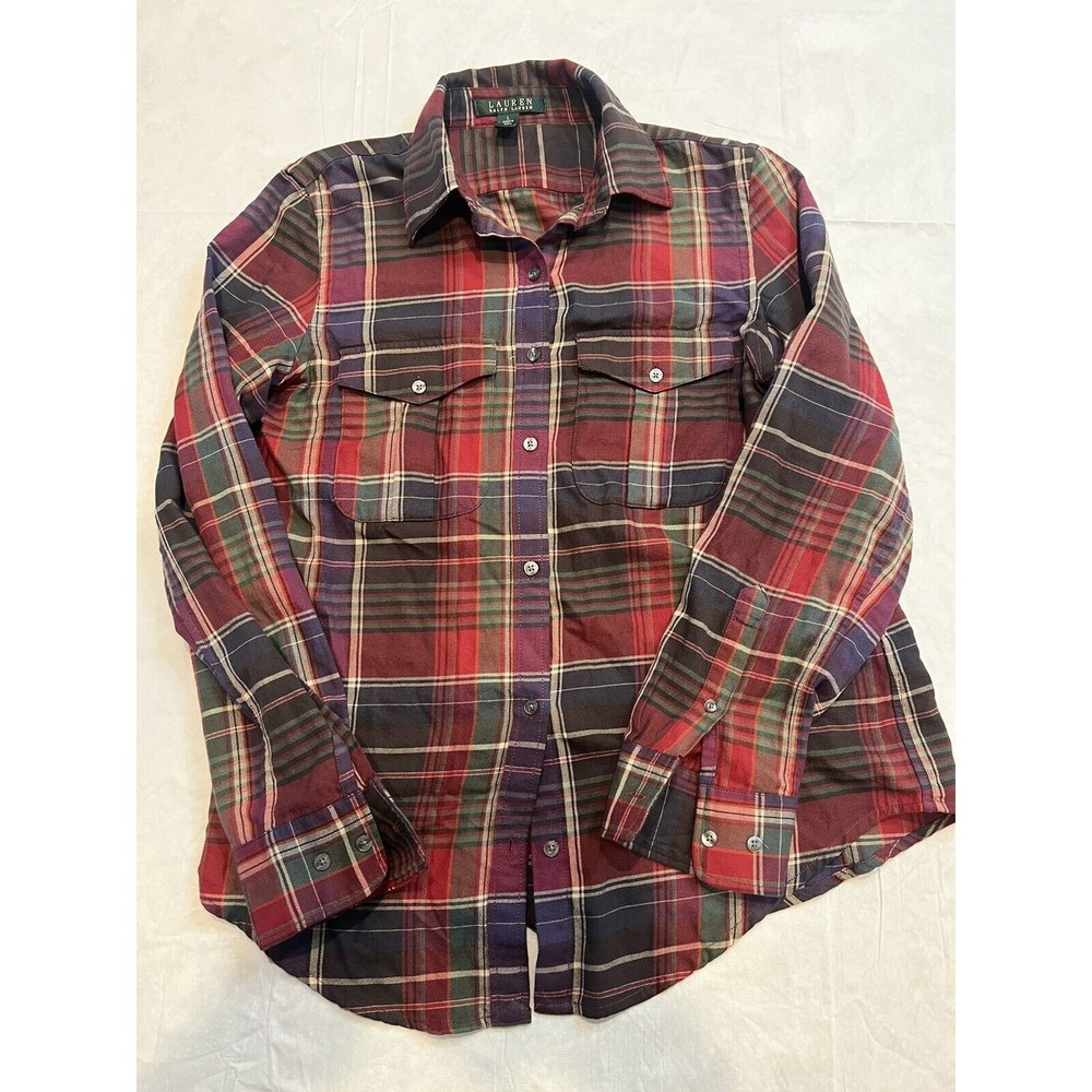Ralph Lauren Womens Long Sleeve Button Down with Tabs. Actual size fit is off.